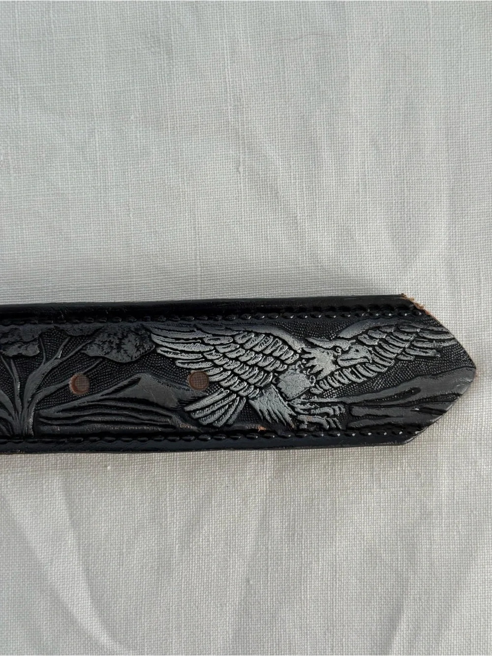 Vintage Harley Davidson  Hand Tooled Black Leather Belt